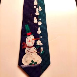 Holiday snowman tie